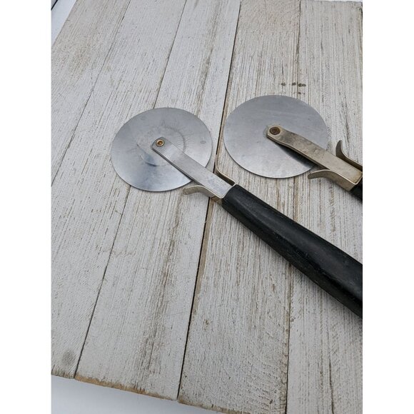 Set of 2 Ekco Pizza Cutter Blade 2 5/8" Diameter 8" USA Stainless Steel Black - Picture 6 of 6